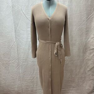 NWT Lucky Brand Elegant Tan Button-Up Dress